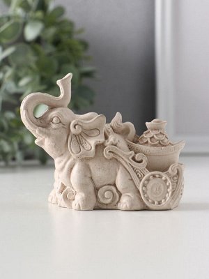 Фигурка гипс «Слоник с мешком денег», 6.5x4x8.5 см, слоновая кость