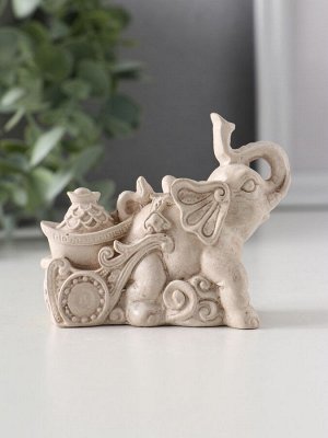 Фигурка гипс «Слоник с мешком денег», 6.5x4x8.5 см, слоновая кость