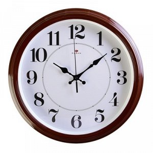 Часы настенные круглые "Классика", 35 см коричневые Рубин