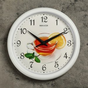 Часы настенные, серия: Кухня, "Чай", белый обод, 24х24 см