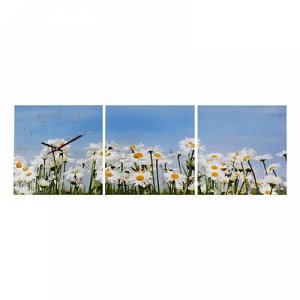 Часы настенные, серия: Цветы, модульные Ромашки, 33х33 см