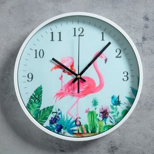 Часв настенные, серия: Животный мир, "Фламинго", d=30 см