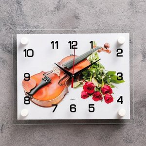 Часы настенные, серия: Музыка, "Розы и скрипка", 20х26 см