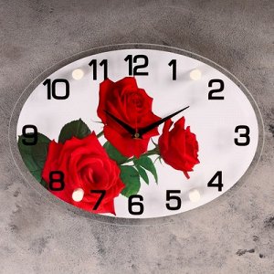 Часы настенные, серия: Цветы, "Три розы", 24х34 см