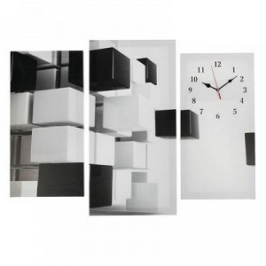 Часы настенные, серия: Интерьер, модульные Абстракция, 60х80 см, микс