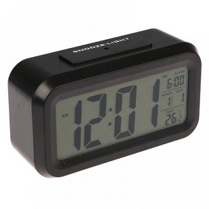 Часы-будильник электронные, подсветка, термометр, батарейки 3AAA не в комплекте, 4.5х8х14 см