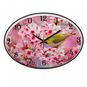 Часы настенные, серия: Цветы, "Птичка на ветке", 24х34 см, микс