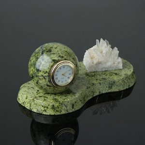 Часы "Шар", на подставке, с минералом, 20х10х9 см, змеевик