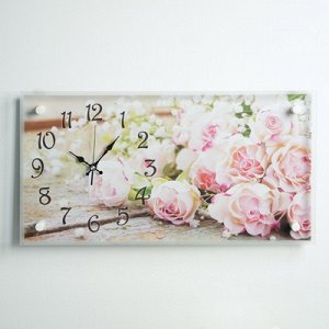 Часы настенные, серия: Цветы, "Розы", 26х52 см, микс
