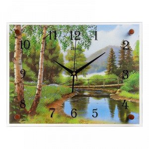 Часы настенные, серия: Природа, "Мостик через речку", 30х40 см, микс