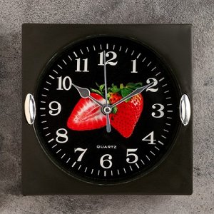 Часы настенные, серия: Кухня, "Клубника", 15х15 см