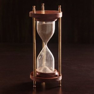Песочные часы латунь дерево Мираж(5 мин) 9х9х21,5 см