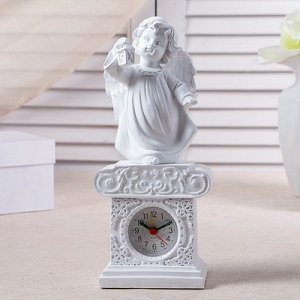 Часы настольные "Ангел с фонариком", цвет белый, h=25 см