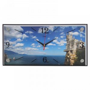 Часы настенные, серия: Море, "Дворец Ласточкино гнездо", 19х39 см, микс