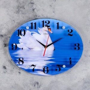 Часы настенные, серия: Животный мир, "Лебедь на пруду", 35х46 см