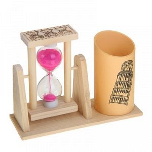 Часы песочные "Достопримечательности" с карандашницей, 9.5х13 см, микс