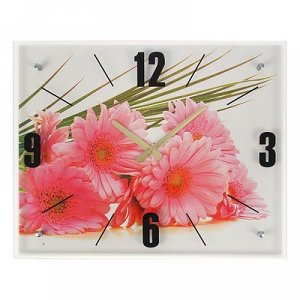 Часы настенные, серия: Цветы, "Герберы", 40х50 см, микс