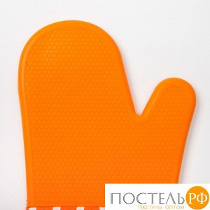 Варежка Доляна "Профи300" цв.оранжевый, 18х33 см, 100% п/э, силикон   3738372
