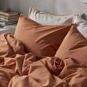 IKEA ÄNGSLILJA, Пододеяльник и наволочка, красно-коричневые, 150x200/50x80 см