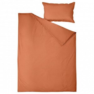 IKEA ÄNGSLILJA, Пододеяльник и наволочка, красно-коричневые, 150x200/50x80 см