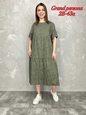 Женское платье. Ткань лен Размеры: 3XL(50-52-54),4XL(52-54-56),5XL(54-56-58),6XL(56-58-60)