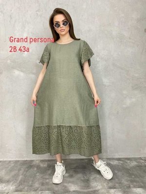 Женское платье. Ткань: лен ( с карманами) Размеры:3XL(50-52),4XL(52-54),5XL(54-56),6XL(56-58)