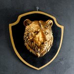 Панно &quot;Голова медведя&quot; бронза, щит черный 40см
