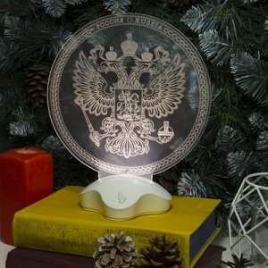 Подставка световая "Герб России", 22.5х19 см, 7 LED, SMD3528, 3хААА (не в компл.), Т-БЕЛЫЙ