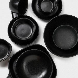 Набор керамический кофейный Magistro Carbon, 4 предмета: чашка 200 мл, блюдце d=14,5 см, цвет чёрный