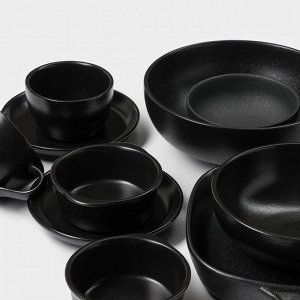 Набор керамический кофейный Magistro Carbon, 4 предмета: чашка 200 мл, блюдце d=14,5 см, цвет чёрный