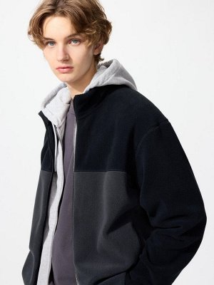 UNIQLO – тёплая флисовая куртка с высоким воротником - 08 DARKGRAY