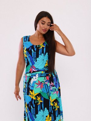 Мод.009 Сарафан (Черный/голубой/лилия)