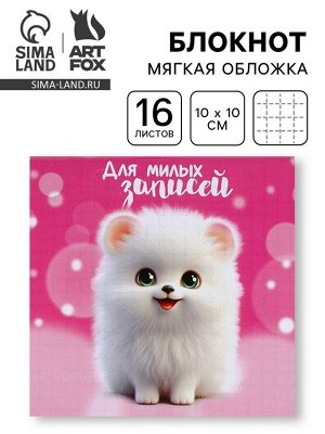 Блокнот 10x10, 16 л. «Для милых записей»