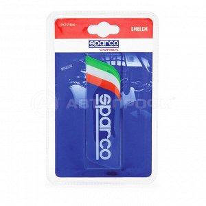 Эмблема с логотипом "SPARCO", клеится на кузов а/м, итальянский флаг синий
