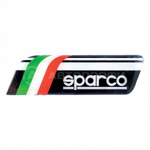 Эмблема с логотипом "SPARCO", клеится на кузов а/м,, итальянский флаг чёрный