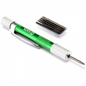 Отвёртка часовая SATA, со сменными вставками (битами), крестовые (PH00, PH0) и TORX (T5, T6, T7, T8), для точных работ, 6 предметов, арт. 03142