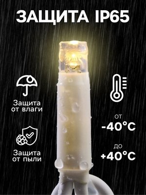 Гирлянда «Занавес» 2*6 м, IP65, УМС, тёмная нить каучук, 1000 LED, свечение тёплое белое, 220 В