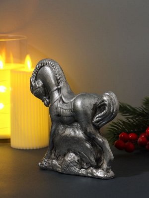 Фигурка гипс «Лошадь», 13.5x5x14 см, серебро