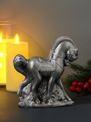 Фигурка гипс «Лошадь», 13.5x5x14 см, серебро