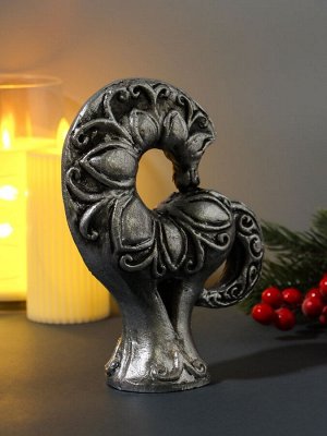 Фигурка гипс «Конь с узором», 14x6x17.5 см, серебро