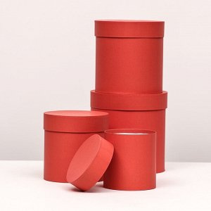 Набор шляпных подарочных коробок 4 в 1 «Красный», 20x20 ‒11x11 см