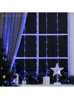 Гирлянда «Водопад» 2x1.5 м, IP20, прозрачная нить, 400 LED, свечение белое/синее, 8 режимов, 220 В
