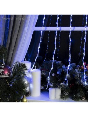 Гирлянда «Водопад» 2x1.5 м, IP20, прозрачная нить, 400 LED, свечение белое/синее, 8 режимов, 220 В
