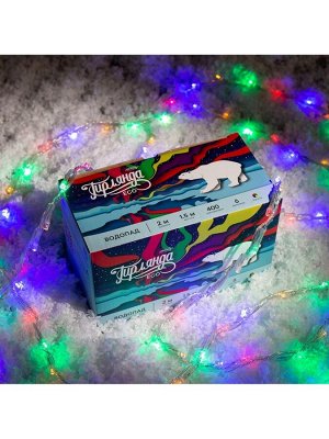 Гирлянда «Водопад» 2x1.5 м, IP20, прозрачная нить, 400 LED, свечение мульти, 8 режимов, 220 В