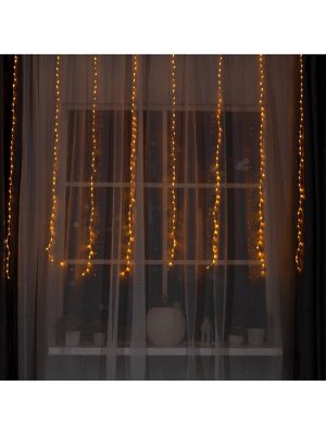 Гирлянда «Водопад» 2x1.5 м, IP20, прозрачная нить, 400 LED, свечение жёлтое, 8 режимов, 220 В