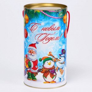 Подарочная коробка, тубус «Новогодние музыканты» 120x220 мм .