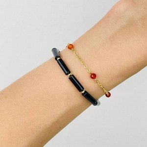 Браслет двойной из черного Агата и Сердолика