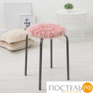 Сидушка на стул меховая Доляна "Уют" цв.розовый d 30 cm,100% п/э   4386269