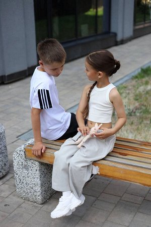 Брюки багги деним, нюд