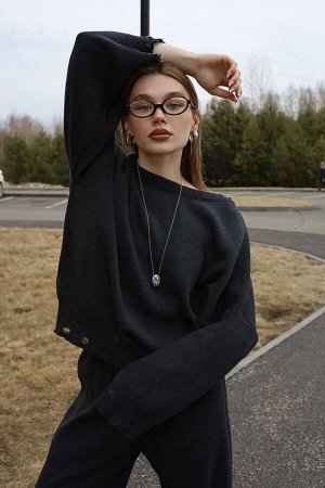 Костюм вязаный женский NA RAZRЫV, графит